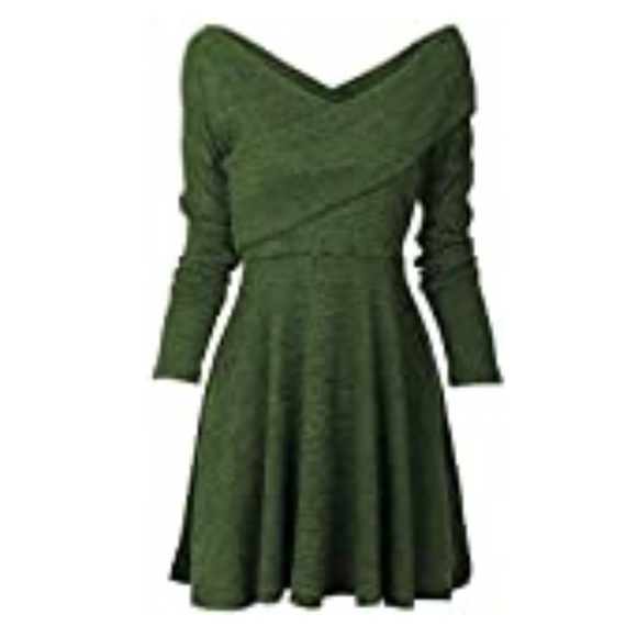 Amazon Dresses & Skirts - Long Sleeve Green Jersey Dress MIDI Medium